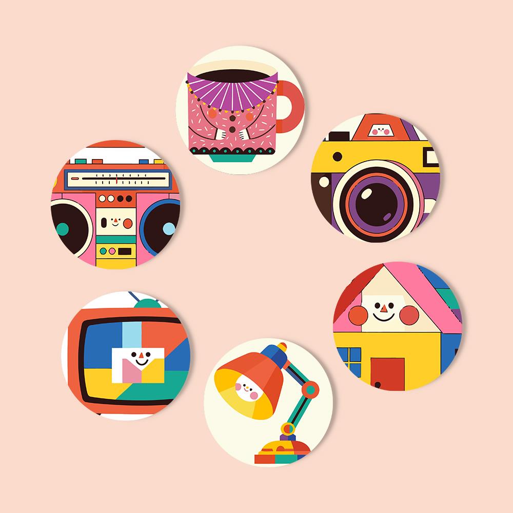 Smiling Retro Gadgets paint by numbers coasters – image 12