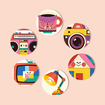 Smiling Retro Gadgets paint by numbers coasters – image 12