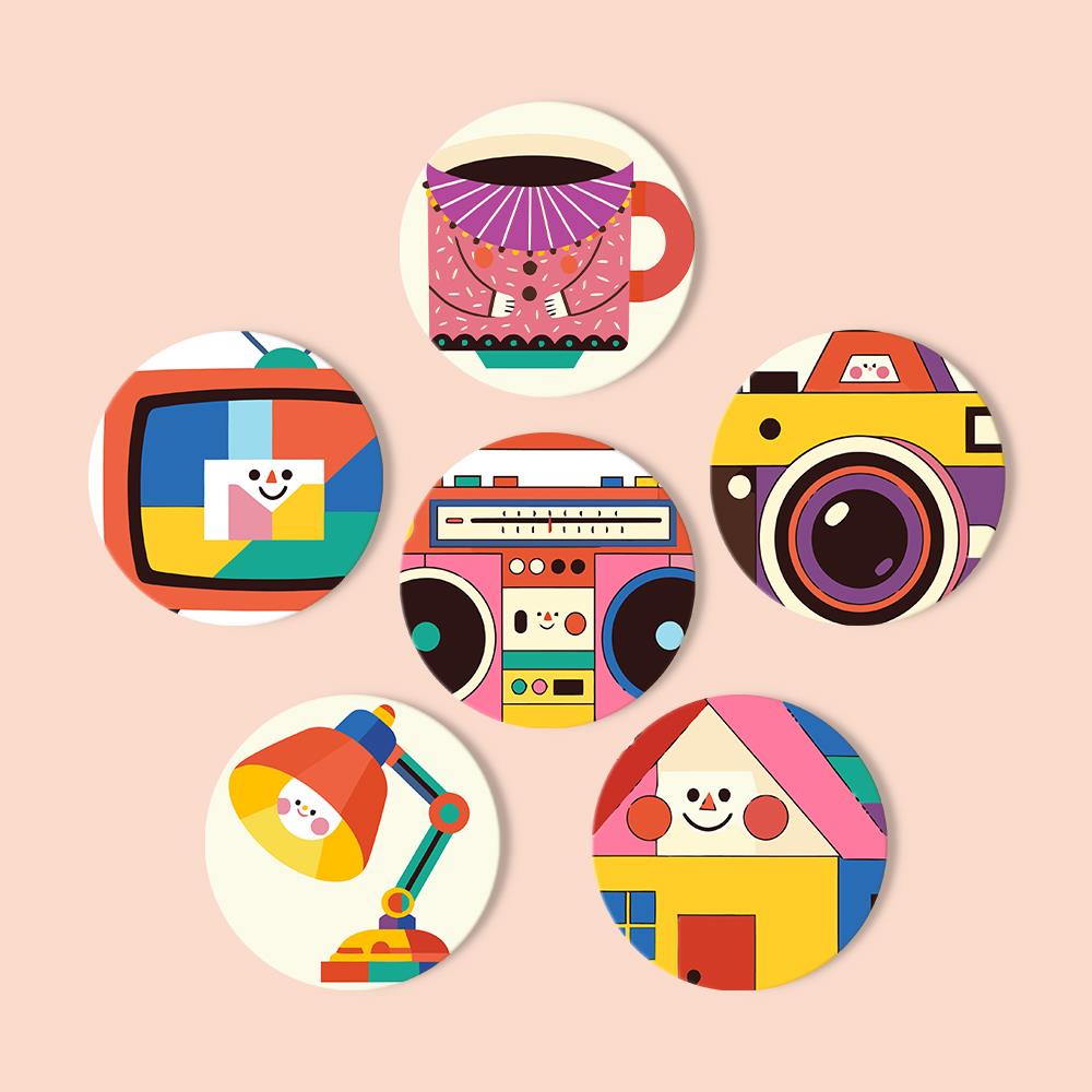 Smiling Retro Gadgets paint by numbers coasters – image 13