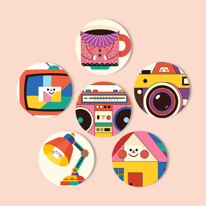 Smiling Retro Gadgets paint by numbers coasters – image 13