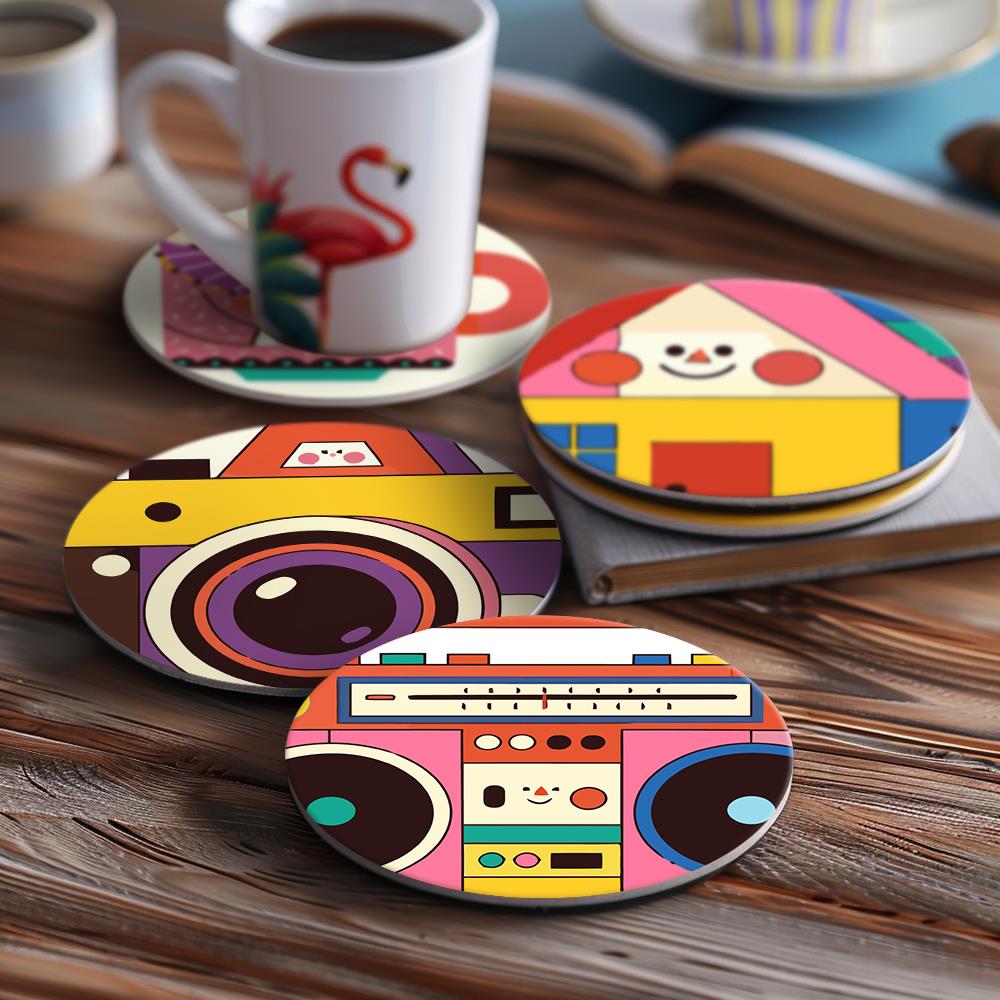 Smiling Retro Gadgets paint by numbers coasters – image 14