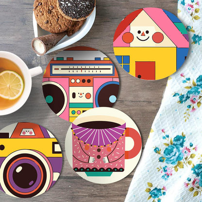 Smiling Retro Gadgets paint by numbers coasters – image 16