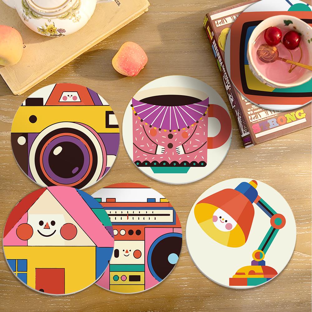 Smiling Retro Gadgets paint by numbers coasters – image 17