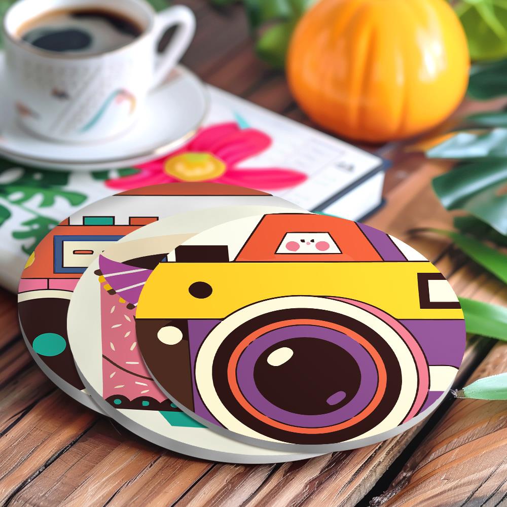 Smiling Retro Gadgets paint by numbers coasters – image 19