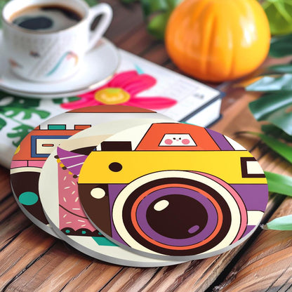 Smiling Retro Gadgets paint by numbers coasters – image 19
