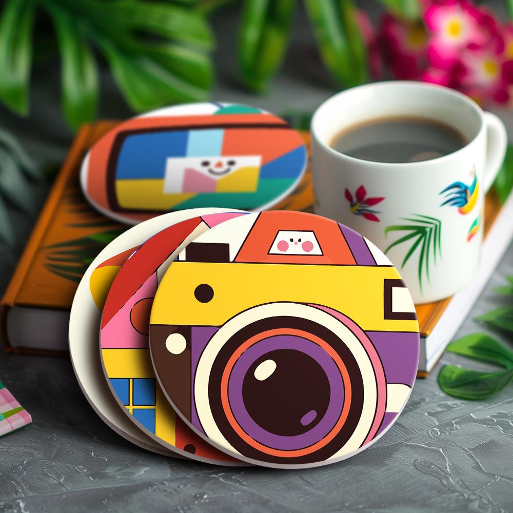 Smiling Retro Gadgets paint by numbers coasters – image 21