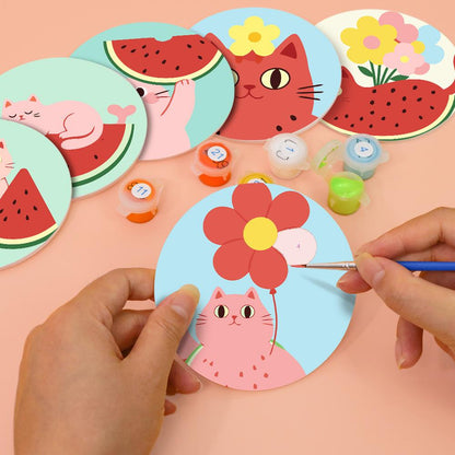 Watermelon Kitty Summer paint by numbers coasters – image 6