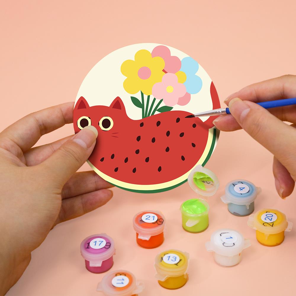 Watermelon Kitty Summer paint by numbers coasters – image 7