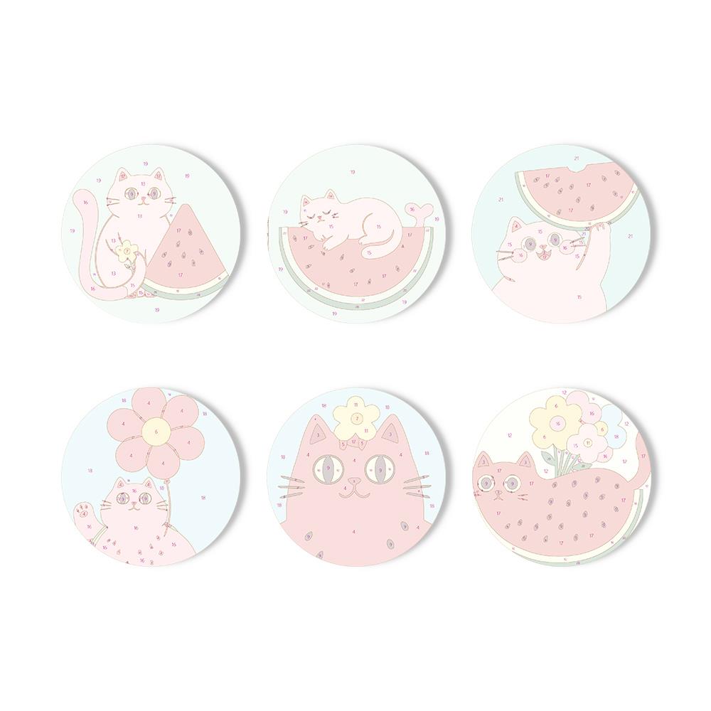 Watermelon Kitty Summer paint by numbers coasters – image 11