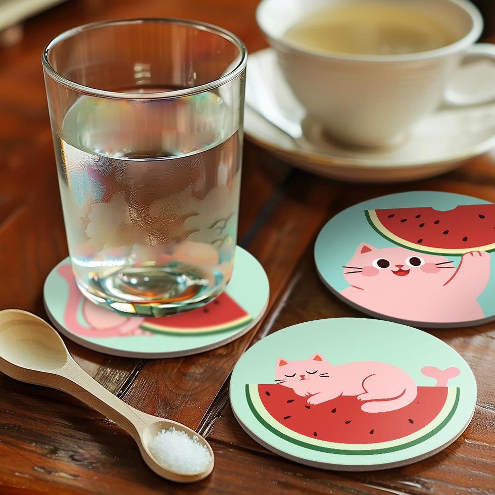 Watermelon Kitty Summer paint by numbers coasters – image 15