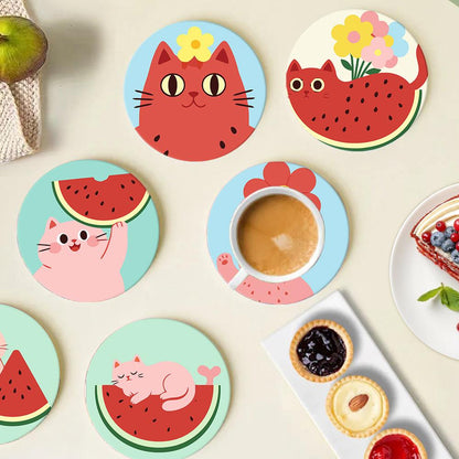 Watermelon Kitty Summer paint by numbers coasters – image 17