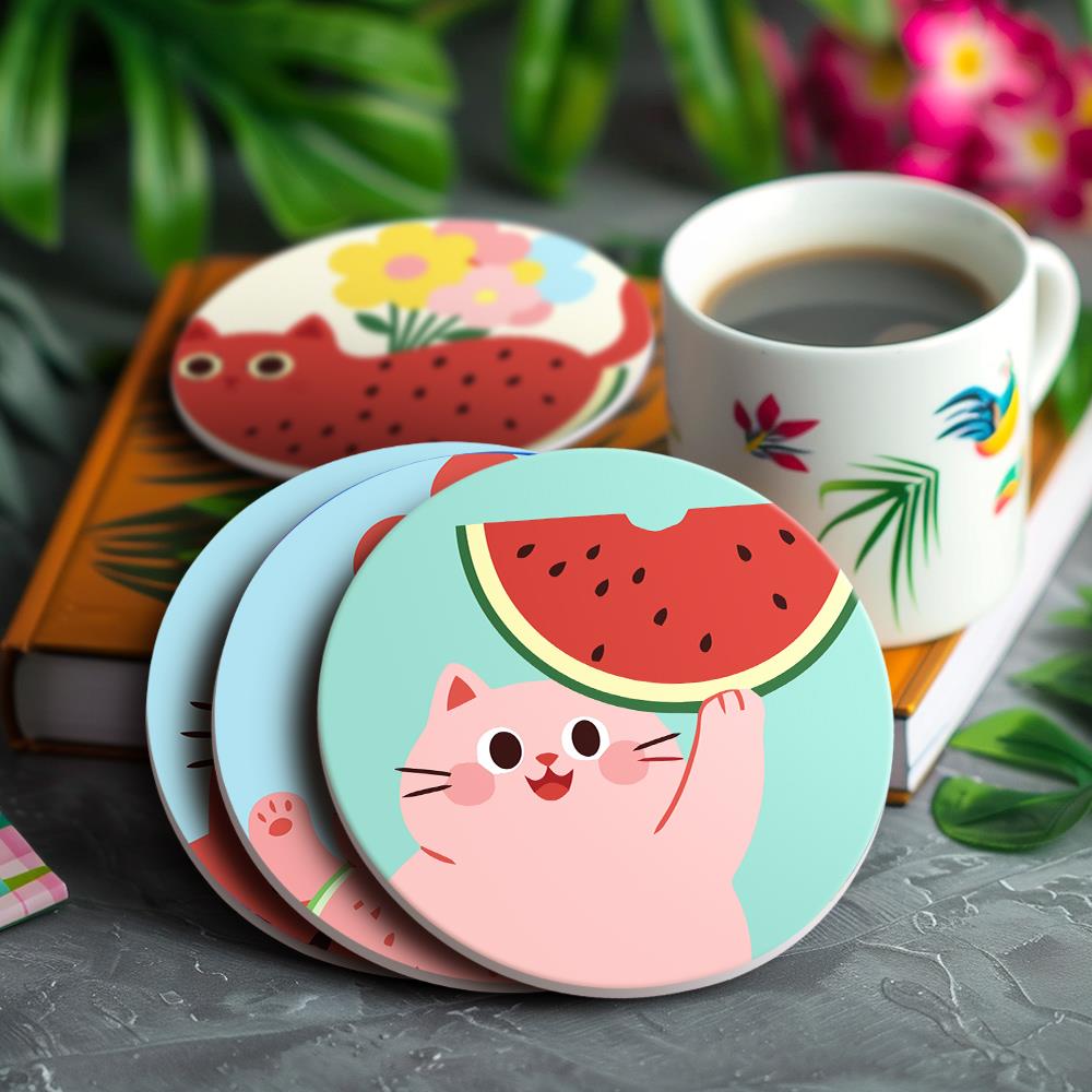 Watermelon Kitty Summer paint by numbers coasters – image 18