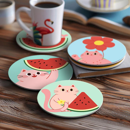 Watermelon Kitty Summer paint by numbers coasters – image 19