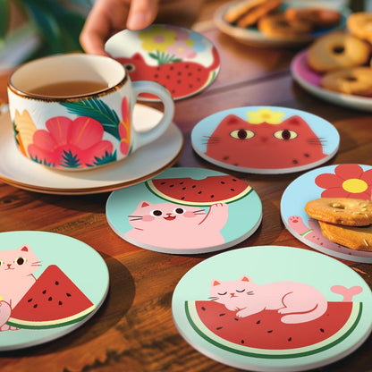 Watermelon Kitty Summer paint by numbers coasters – image 20