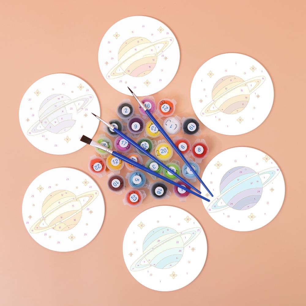 Ringed Planet Parade paint by numbers coasters – image 2