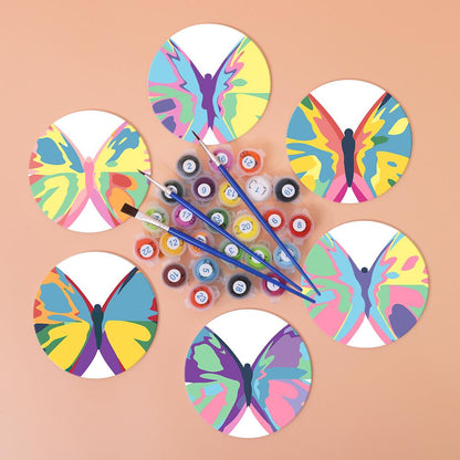 Rainbow Patchwork Butterflies paint by numbers coasters – image 3