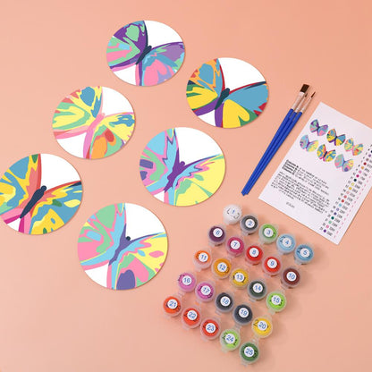 Rainbow Patchwork Butterflies paint by numbers coasters – image 5