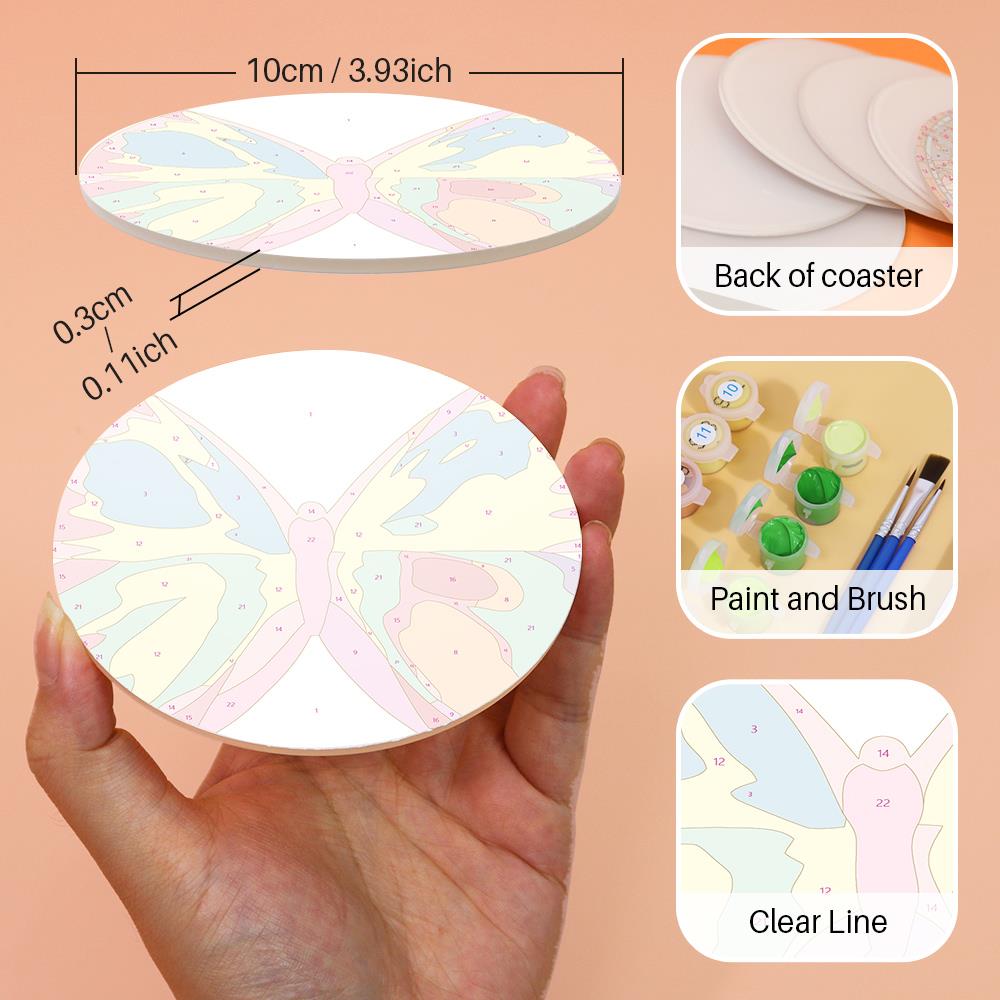Rainbow Patchwork Butterflies paint by numbers coasters – image 8