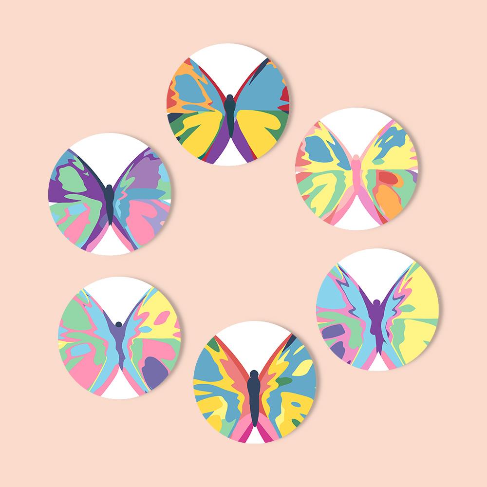 Rainbow Patchwork Butterflies paint by numbers coasters – image 12