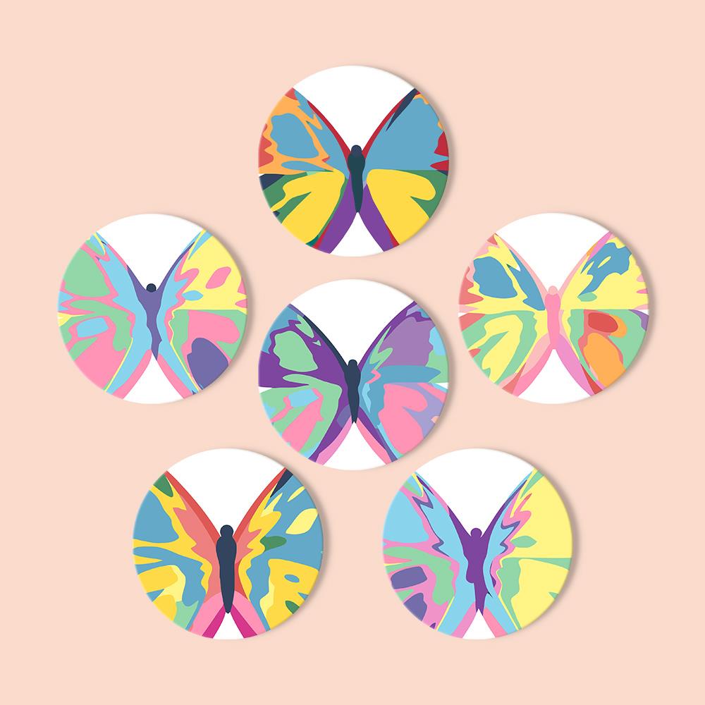 Rainbow Patchwork Butterflies paint by numbers coasters – image 13