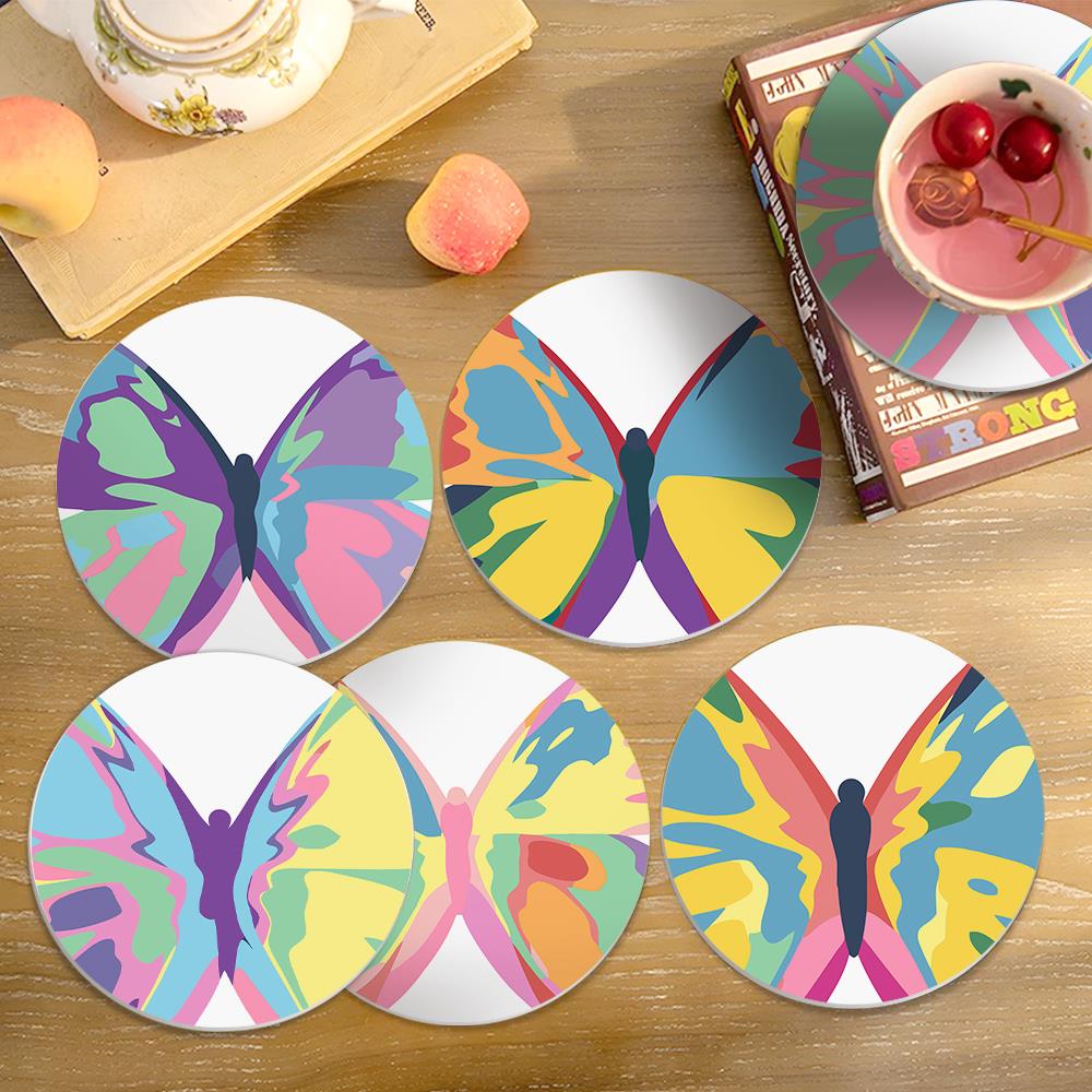 Rainbow Patchwork Butterflies paint by numbers coasters – image 14