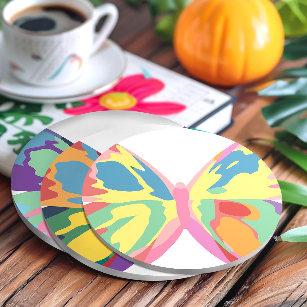 Rainbow Patchwork Butterflies paint by numbers coasters – image 15