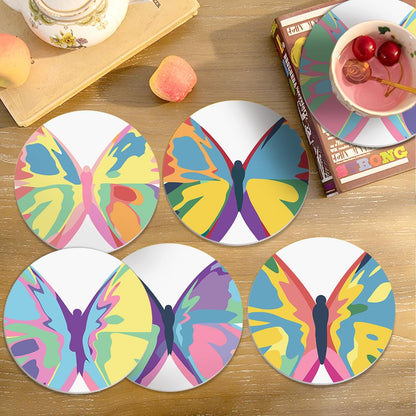 Rainbow Patchwork Butterflies paint by numbers coasters – image 16