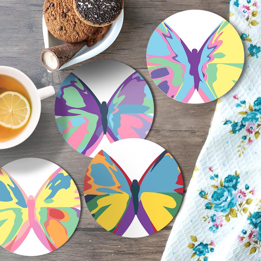 Rainbow Patchwork Butterflies paint by numbers coasters – image 17