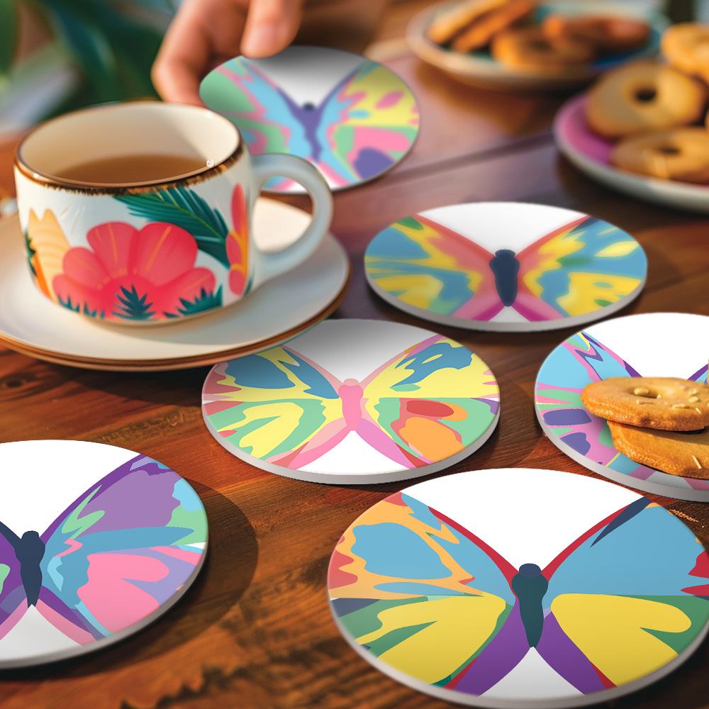 Rainbow Patchwork Butterflies paint by numbers coasters – image 18