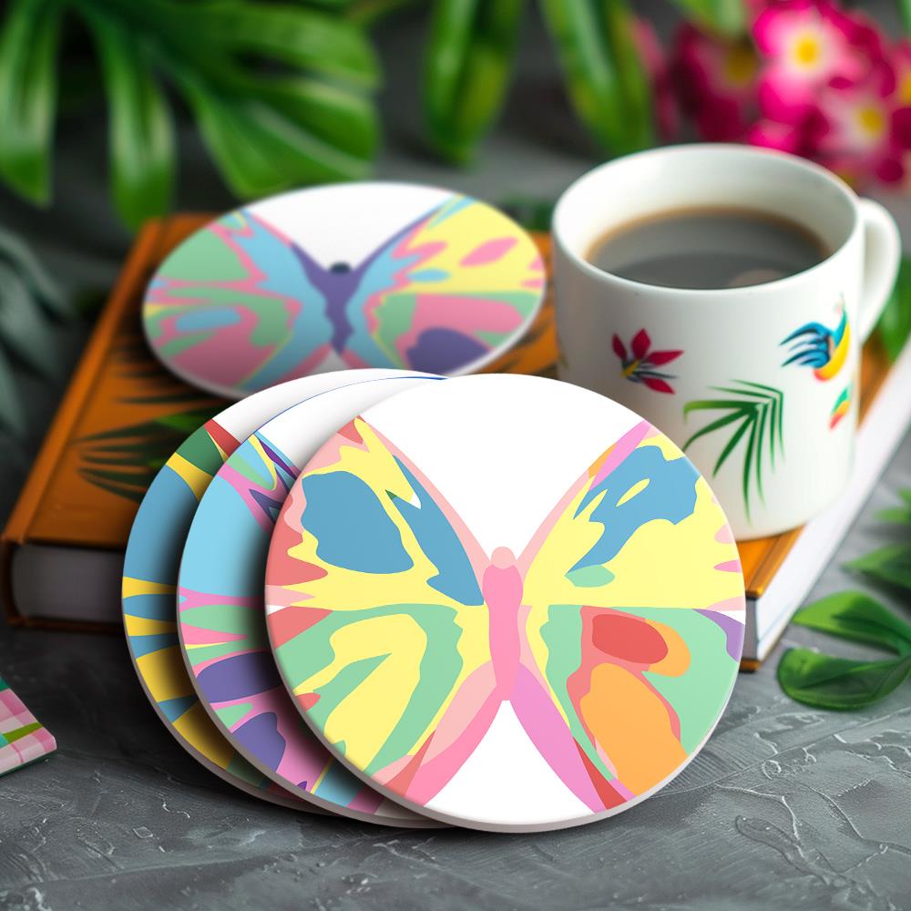 Rainbow Patchwork Butterflies paint by numbers coasters – image 20
