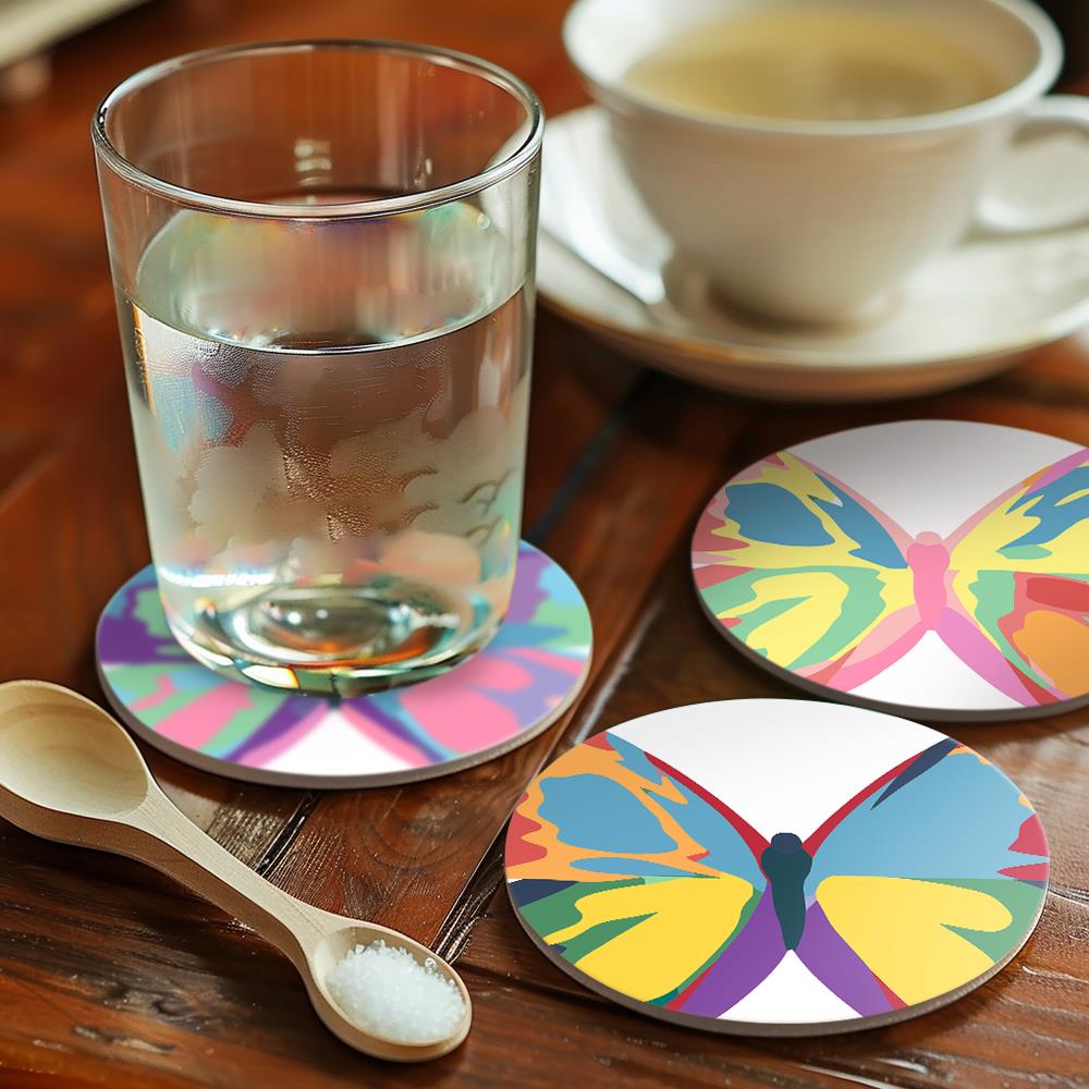 Rainbow Patchwork Butterflies paint by numbers coasters – image 21