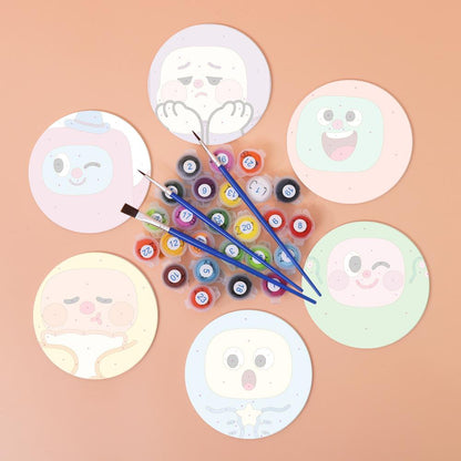 Kawaii Blob Faces paint by numbers coasters – image 2