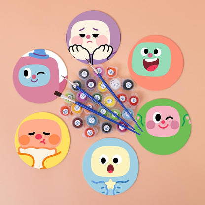 Kawaii Blob Faces paint by numbers coasters – image 3