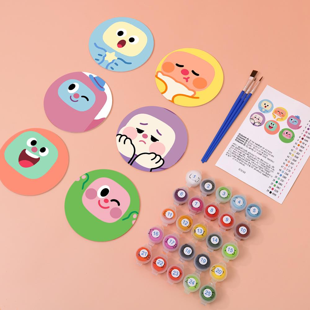 Kawaii Blob Faces paint by numbers coasters – image 5