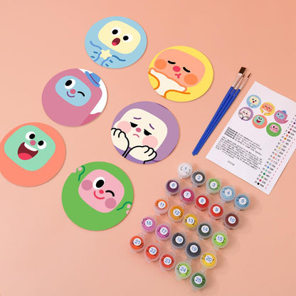 Kawaii Blob Faces paint by numbers coasters – image 5