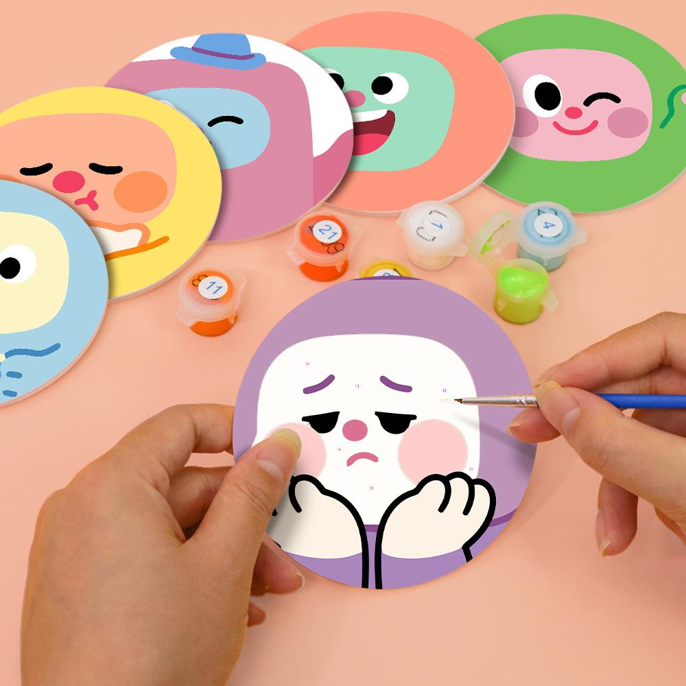 Kawaii Blob Faces paint by numbers coasters – image 6