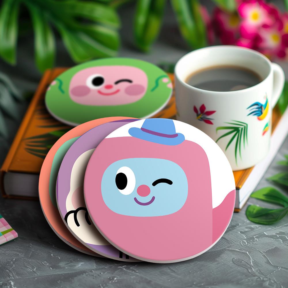 Kawaii Blob Faces paint by numbers coasters – image 19