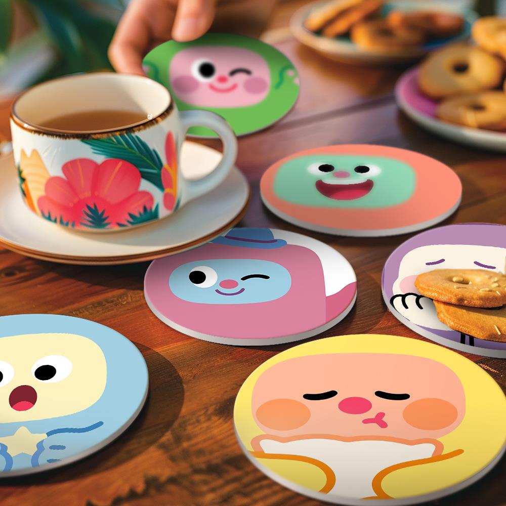 Kawaii Blob Faces paint by numbers coasters – image 20