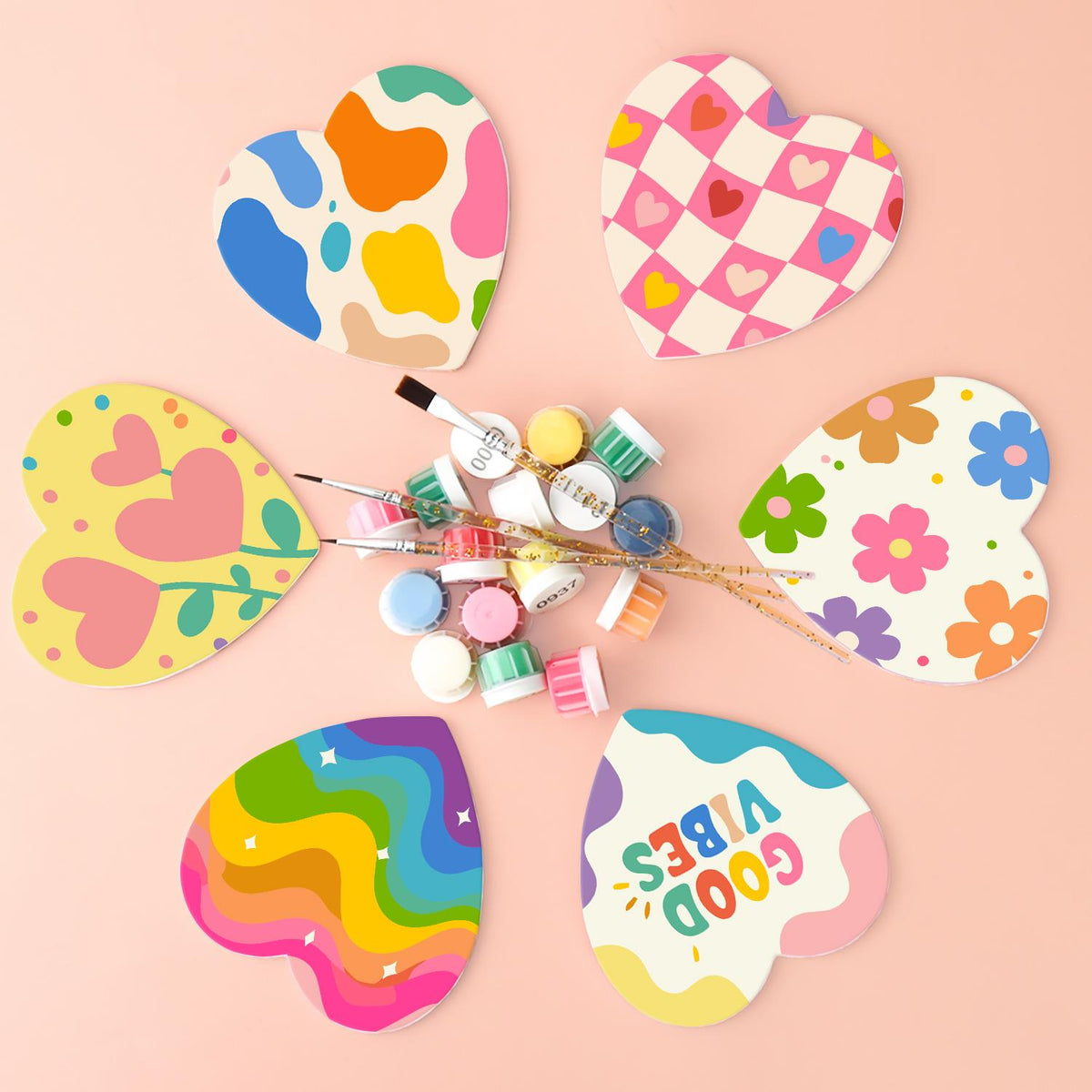 Good Vibes Retro Patterns paint by numbers coasters – image 3