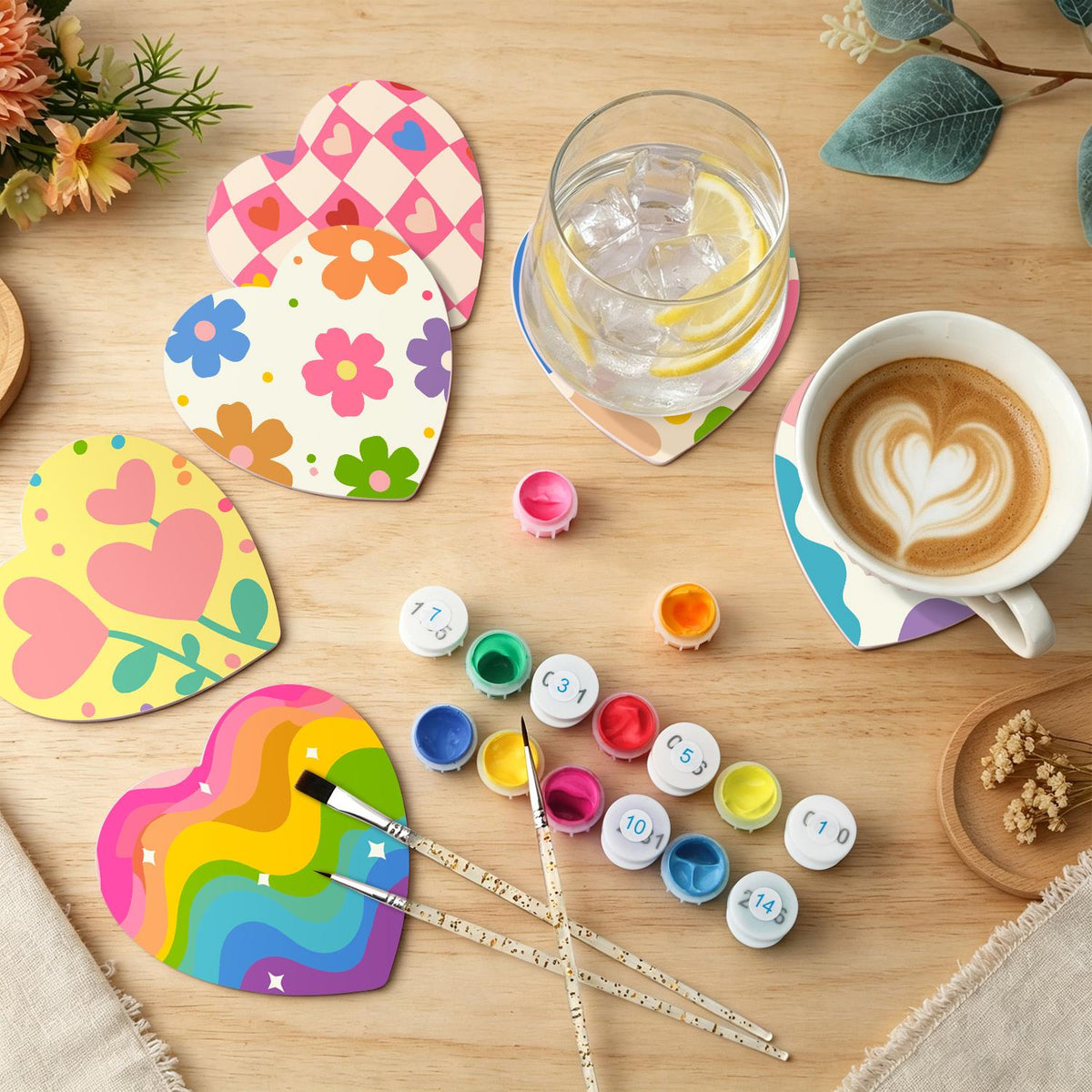 Good Vibes Retro Patterns paint by numbers coasters – image 6