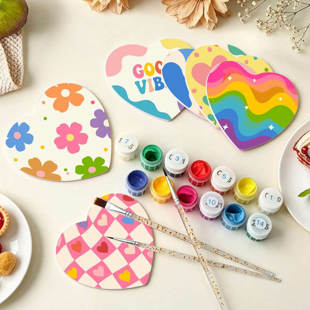 Good Vibes Retro Patterns paint by numbers coasters – image 7