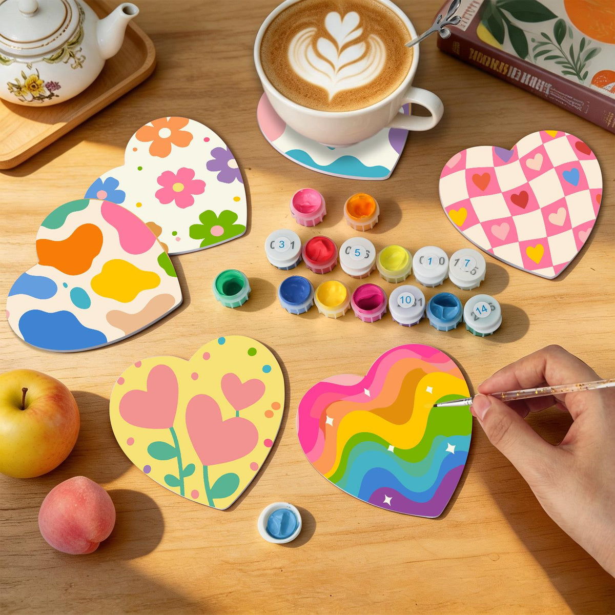 Good Vibes Retro Patterns paint by numbers coasters – image 8