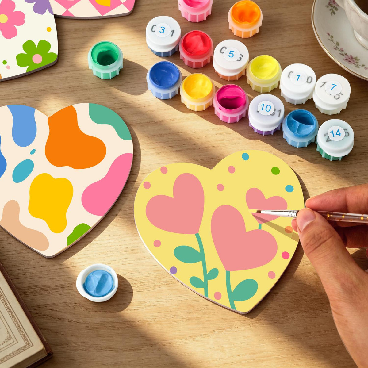 Good Vibes Retro Patterns paint by numbers coasters – image 9