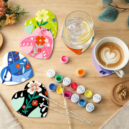Folk Art Birds and Blossoms paint by numbers coasters – image 6