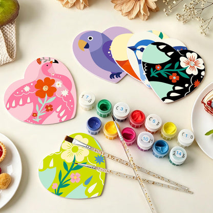 Folk Art Birds and Blossoms paint by numbers coasters – image 7