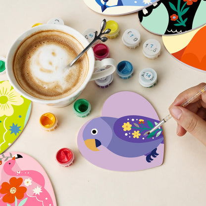 Folk Art Birds and Blossoms paint by numbers coasters – image 12