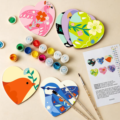Folk Art Birds and Blossoms paint by numbers coasters – image 13