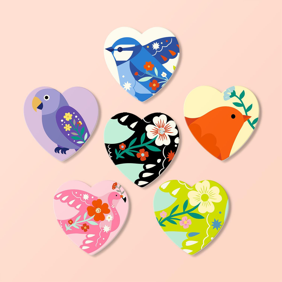 Folk Art Birds and Blossoms paint by numbers coasters – image 17