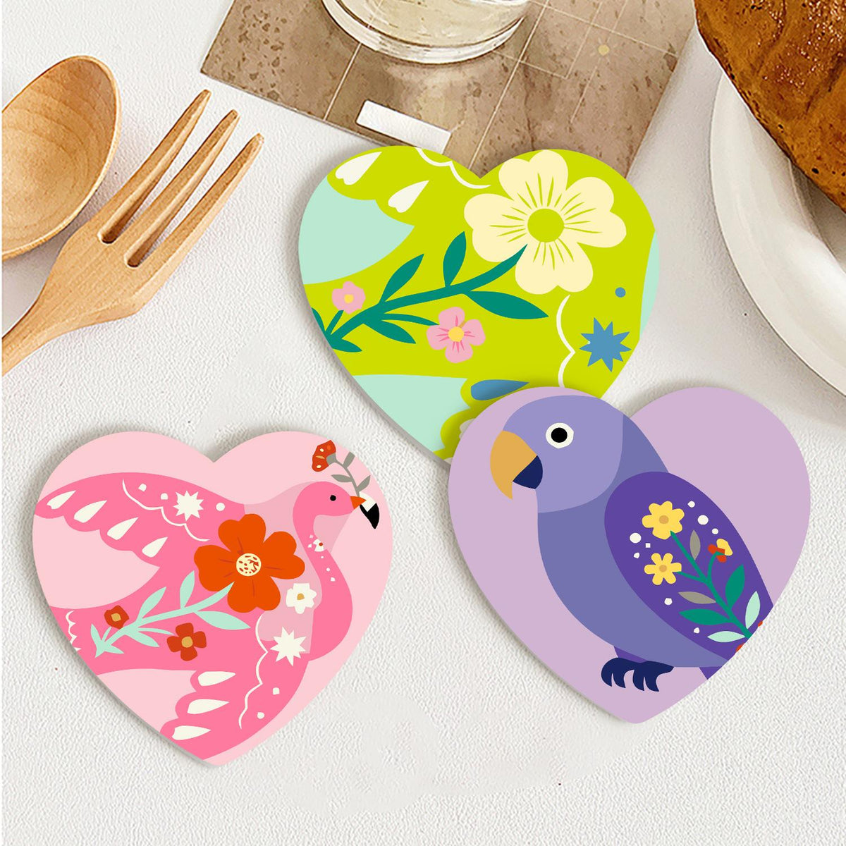 Folk Art Birds and Blossoms paint by numbers coasters – image 18