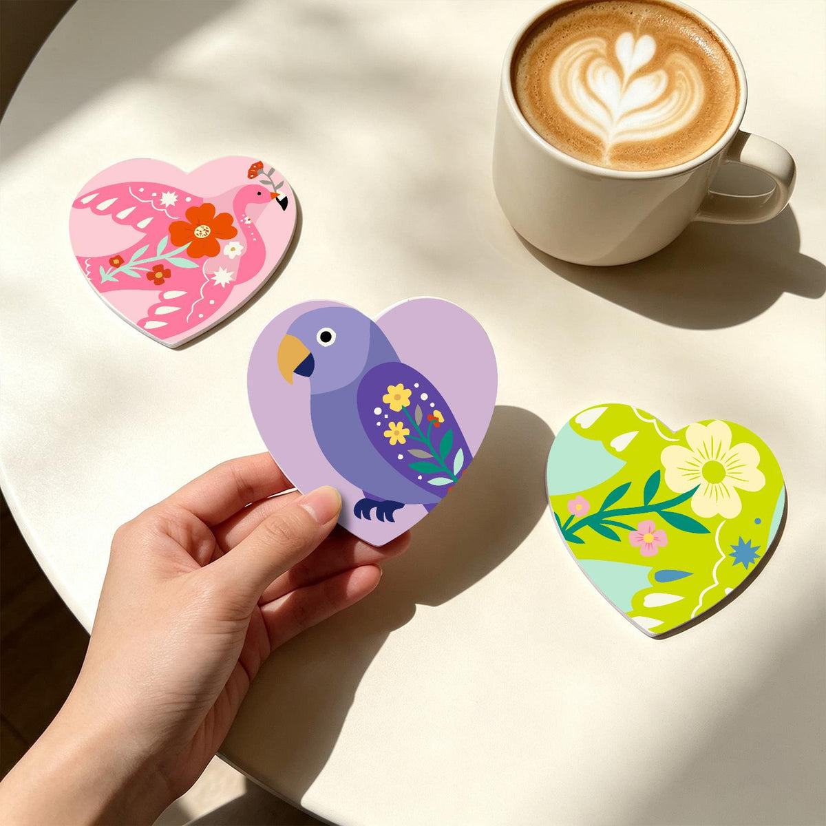 Folk Art Birds and Blossoms paint by numbers coasters – image 19